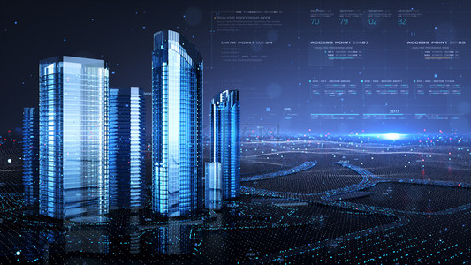 互联商务背景图片_未来城市科技背景