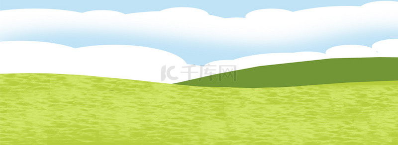 绿色的草地和天空白云