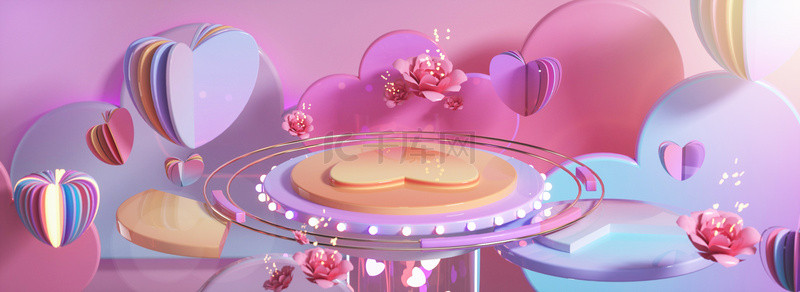 c4d创意七夕节展台