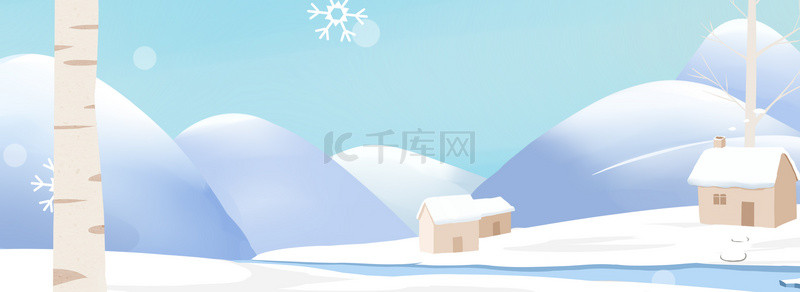 冬天小雪下雪房屋背景图