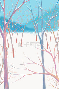 远山树木背景图片_冬季雪地树林树木积雪广告背景