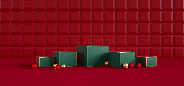圣诞绿色背景背景图片_方形圣诞节展台背景