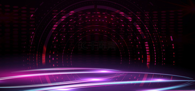 蓝色科技光束背景图片_科技光束紫色科技风