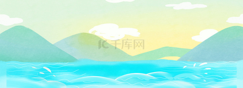 中国风传统野外湖面背景
