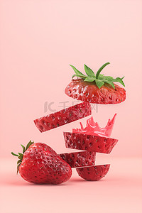 C4D立体简约三维草莓清新通用海报背景