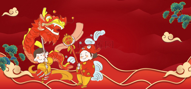 龙抬头传统背景图片_龙抬头龙红色中国风