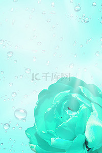 化妆水背景图片_蓝色花朵水珠补水海报