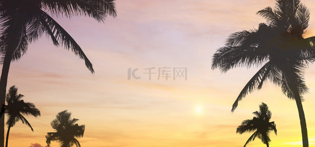 简约夕阳背景图片_夏天夏日简约夕阳海报背景