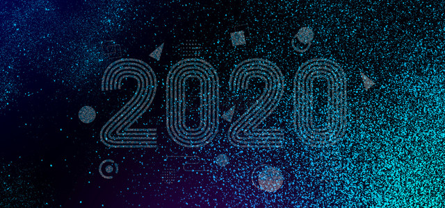 鼠年2020蓝色背景图片_蓝色2020科技粒子高清背景