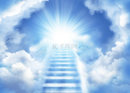楼梯阶梯背景图片_heaven background神圣云彩楼梯