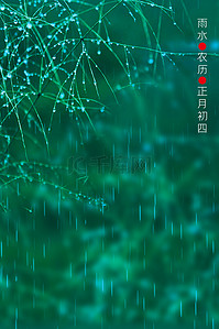 下雨背景背景图片_雨水24节气草叶水珠下雨背景图片