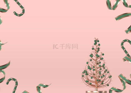 绿色圣诞树背景图片_圣诞节粉色典雅背景