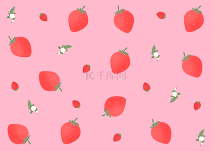 红色手绘草莓背景图片_卡通草莓平铺背景