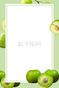 绿色简约水果背景图片_夏季水果李子绿色简约海报