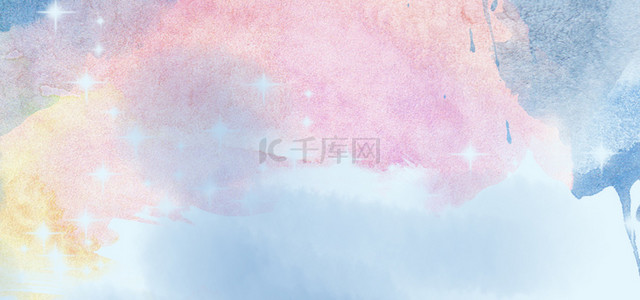 油画底纹清新油漆粉蓝色简约banner