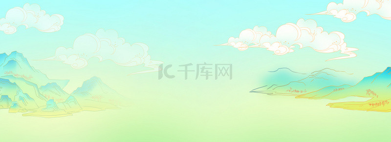 中国风古典山峰云朵背景图
