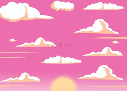 天空太阳卡通背景图片_粉色天空云彩太阳背景