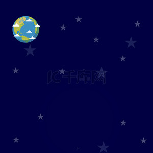 扁平化星球背景图片_蓝色简约扁平化太空星球广告背景