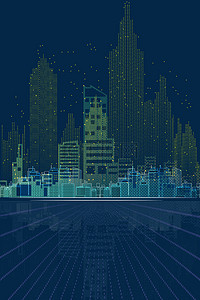科技色系背景图片_粒子城市科技城市科技感背景