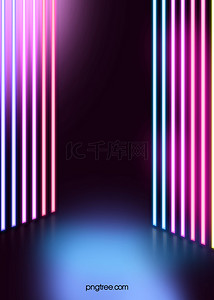 简约紫色线条背景背景图片_霓虹灯管光效立体背景
