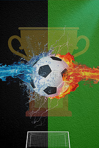 足球足球海报背景图片_欧洲杯冠军奖杯黑绿