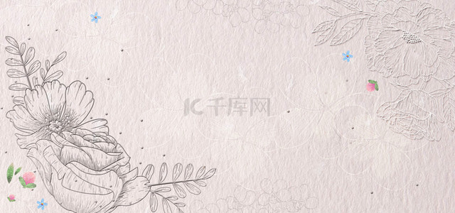 淡雅线描花卉底纹背景