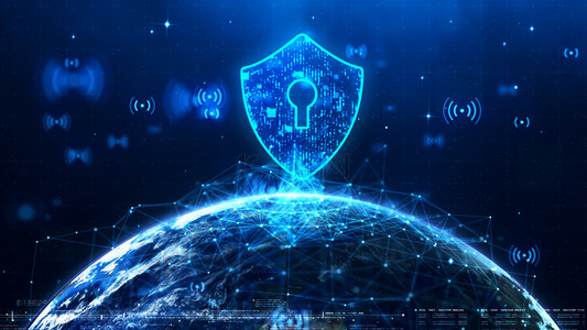科技网络安全背景图片_蓝色地球网络安全商务背景