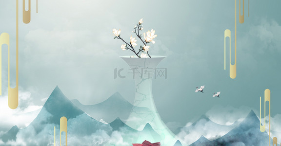 唯美创意中式背景图片_创意合成中式中国风背景