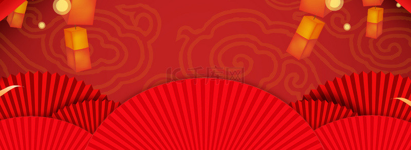 红色喜庆扇子背景图片_红色喜庆新年过年牛年背景图