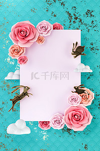 c4d边框背景图片_C4D花朵复古中国风创意中秋节边框背景
