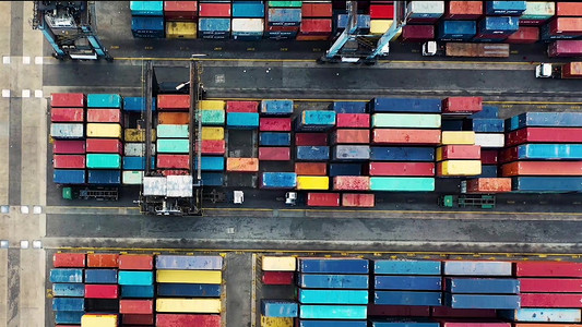 国际海关日海报摄影照片_货运物流海关码头航拍实拍
