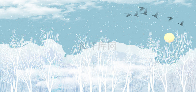 传统节气霜降背景图片_蓝色传统节气霜降背景