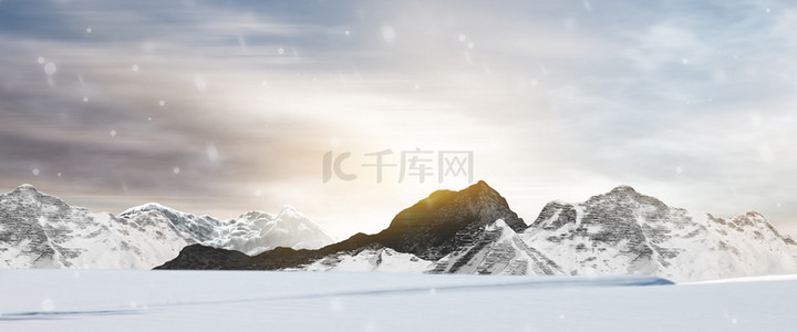 雪景雪山背景图片_雪山清新大气商务背景