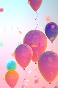 七彩色彩背景图片_C4D气球紫色3D壁纸