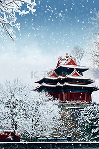 冬天大寒雪景简约海报背景