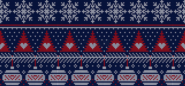 圣诞节雪花圣诞树背景图片_圣诞节针织图案底纹高清背景
