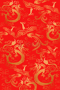 红色结婚背景图片_中国风红色龙凤呈祥背景