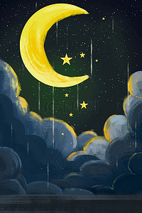 月光如雪背景图片_治愈系手绘月光插画