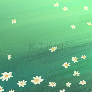草地花朵手绘背景图片_手绘卡通绿色草地
