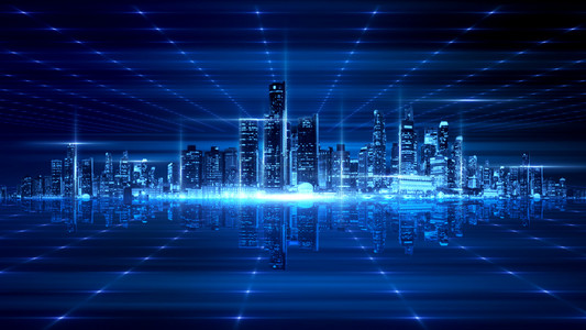 蓝色科技虚拟城市背景