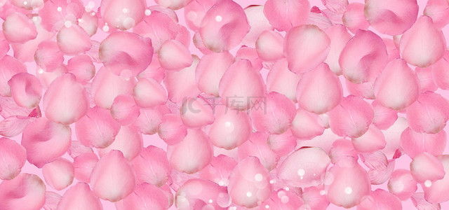 简约风平铺粉色玫瑰花瓣背景模版