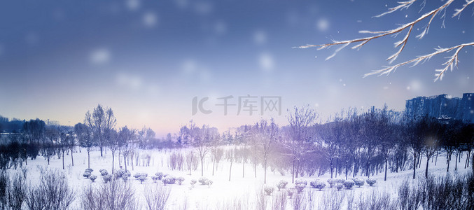 唯美冬季雪景banner背景