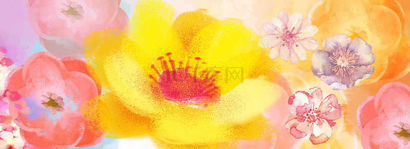 花朵平铺底纹背景图片_简约鲜艳水彩花朵平铺背景