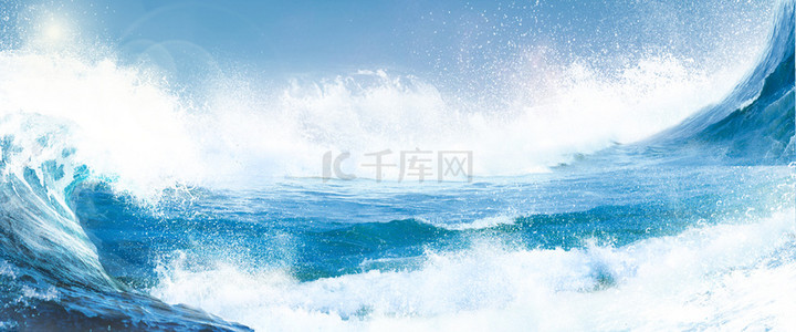 海浪创意背景图片_深蓝色夏日海浪创意清爽背景