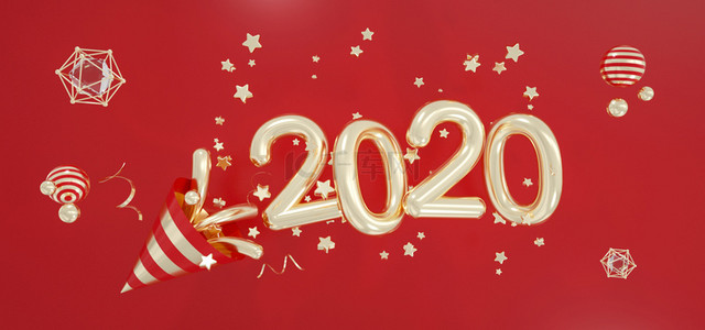 2020新年促销背景图片_C4D红金喜庆2020新年鼠年背景