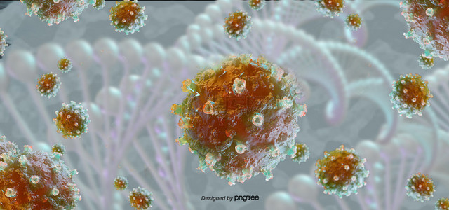 病毒三维写实dna抽象病毒细胞背景