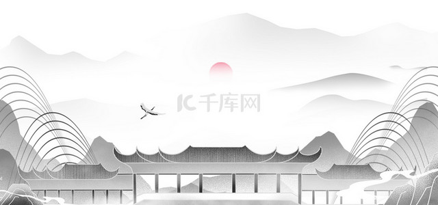 中国风山水抽象背景图片_新式中国风水墨背景合成