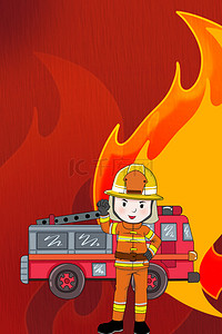 消防海报背景背景图片_消防宣传日红色火焰背景海报