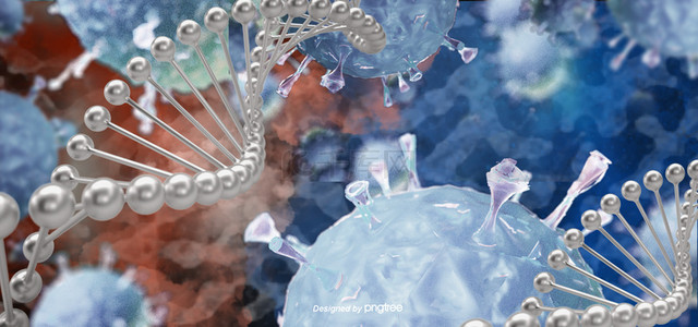 基因dna背景图片_冠状病毒病covid-19感染三维医学图解
