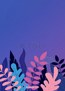 手绘植物紫色背景